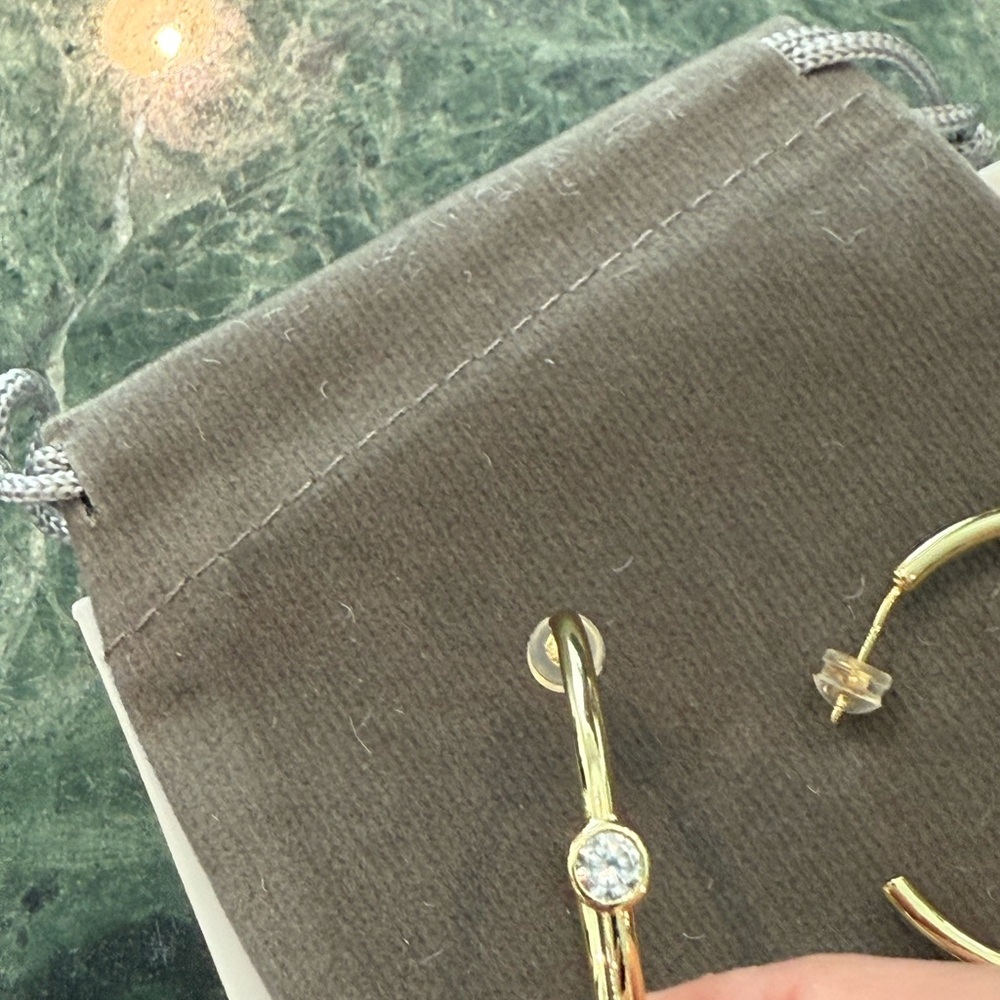 Jennifer Miller NIB Bezel Cut Yellow Gold Plated Earrings - Picture 7 of 7